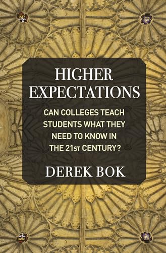 Book cover: “Higher Expectations” by Derek Bok, with ornate gold background.