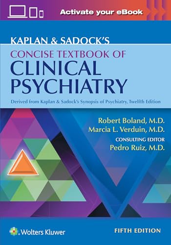 Blue textbook cover for "Kaplan & Sadock's Concise Textbook of Clinical Psychiatry.