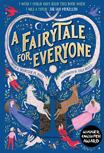 Book cover with fairytale illustrations of creatures and characters.