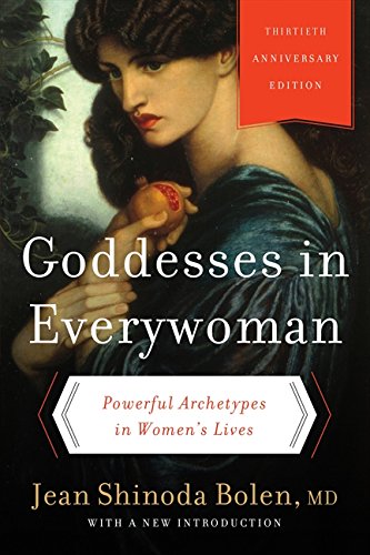 Book cover: “Goddesses in Everywoman” with a Renaissance-style painting.
