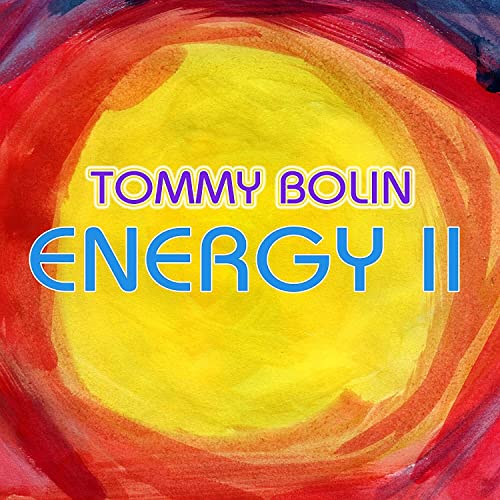 Album cover for Tommy Bolin’s “Energy II” with orange and yellow swirls.