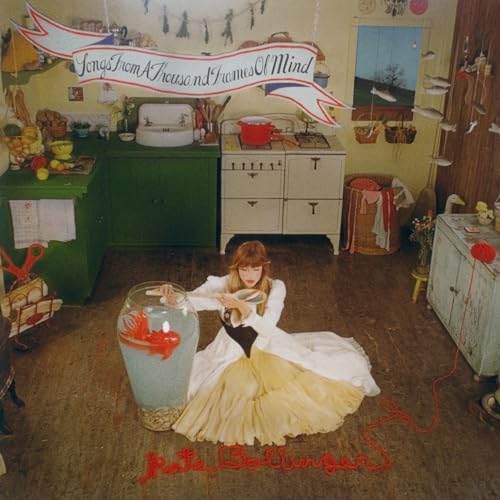 Album cover: Kate Bollinger in a white dress, vintage kitchen scene.