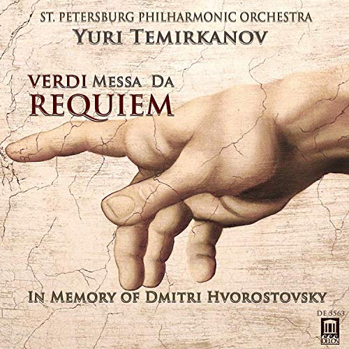 CD cover for Verdi’s “Messa Da Requiem” featuring a hand and text.