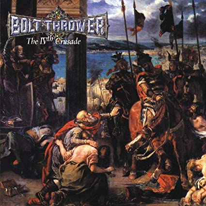 Album cover for Bolt Thrower’s “The IVth Crusade” depicting a medieval battle scene.