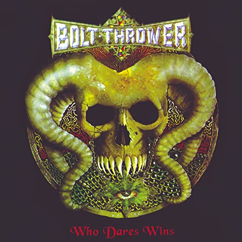Bolt Thrower album cover: skull with ram horns and ornate details.