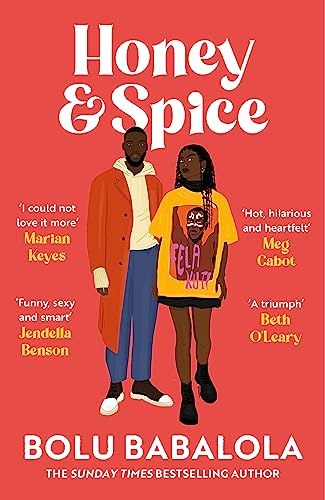 Book cover illustration of a man and woman standing against a solid red background.