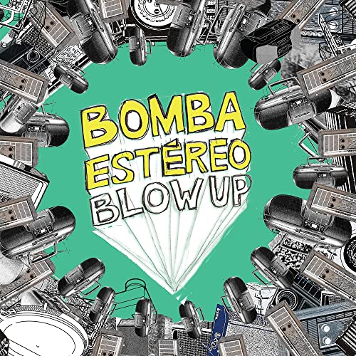 Bomba Estereo "Blow Up" vinyl album cover with boomboxes and text.