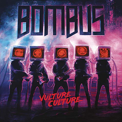 Album cover art: five figures with TV heads, "Bombus" and "Vulture Culture" text.