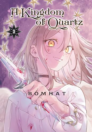 Anime-style girl with golden eyes holding a bloodied silver blade.