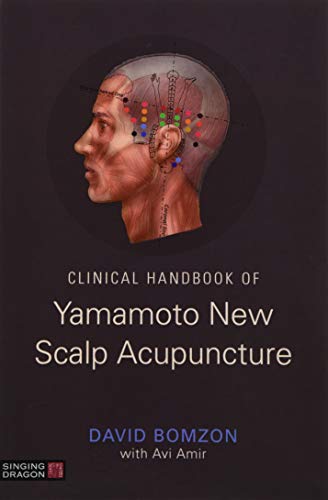 Book cover: head anatomy with acupuncture points, title "Clinical Handbook of Yamamoto New Scalp Acupuncture".