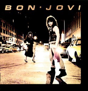 Bon Jovi self-titled album cover featuring Jon Bon Jovi standing on a city street.