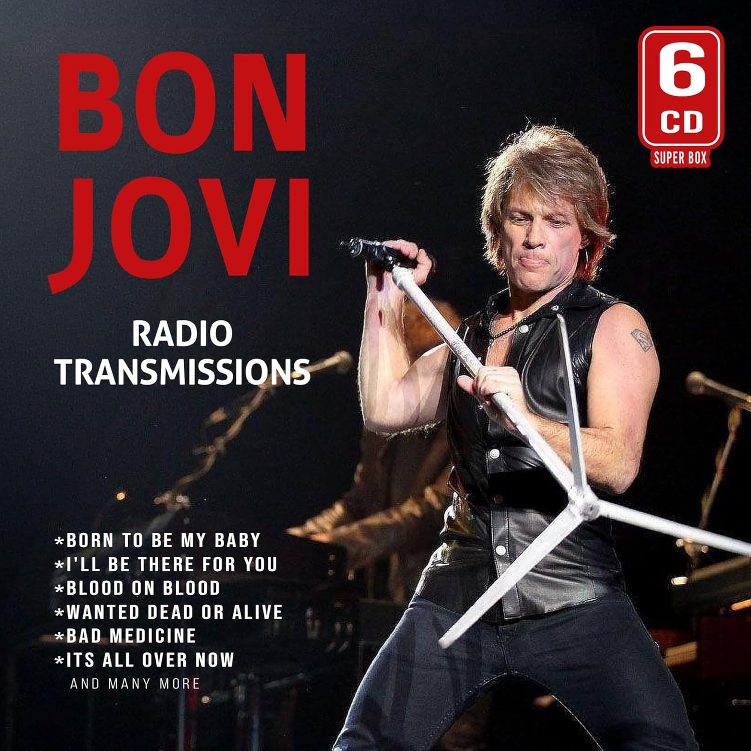 CD cover featuring Bon Jovi singing into a microphone with a 6 CD label.