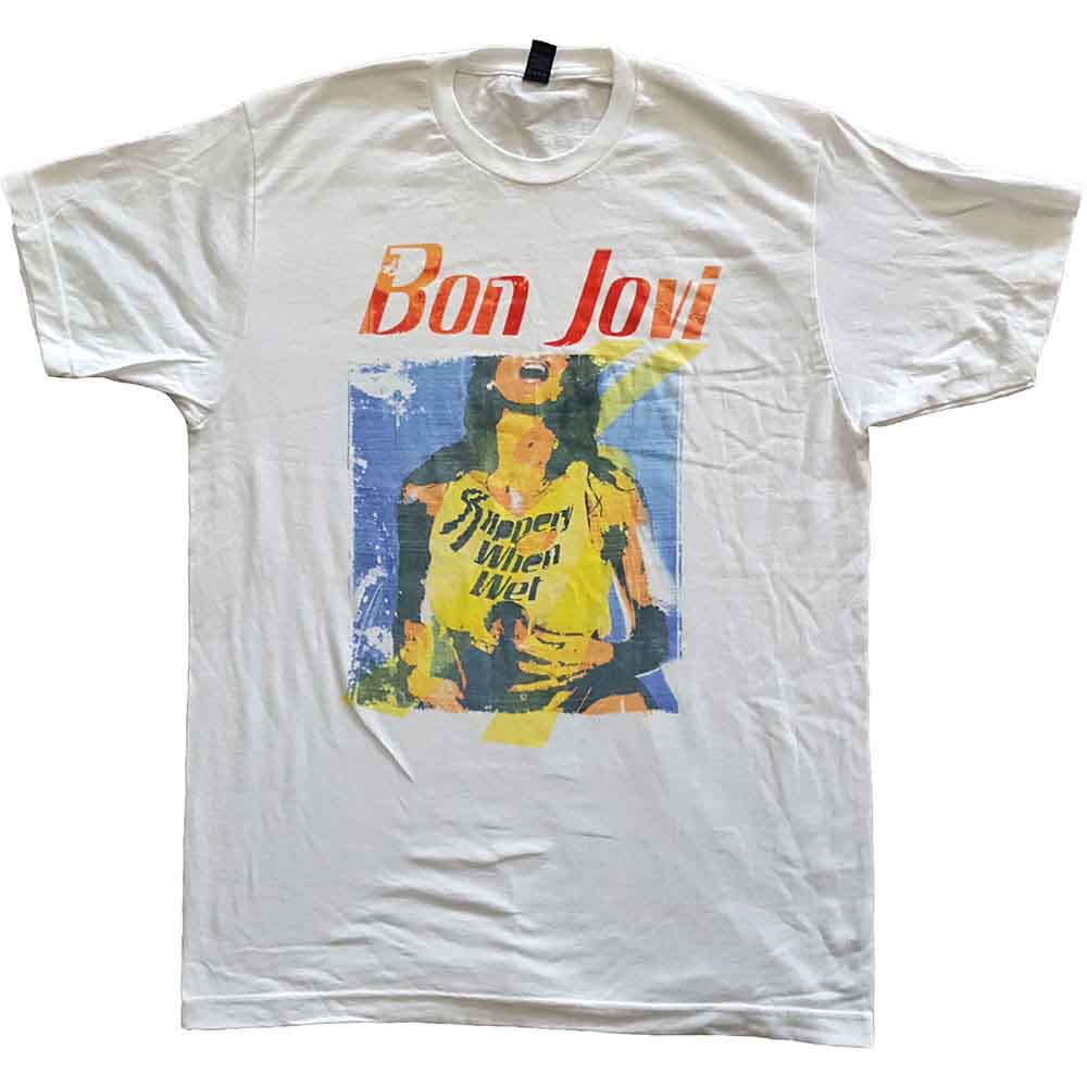 Black unisex XX-large t-shirt featuring the Bon Jovi Slippery When Wet album cover art.