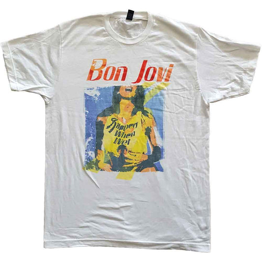 Black unisex XX-large t-shirt featuring the Bon Jovi Slippery When Wet album cover art.