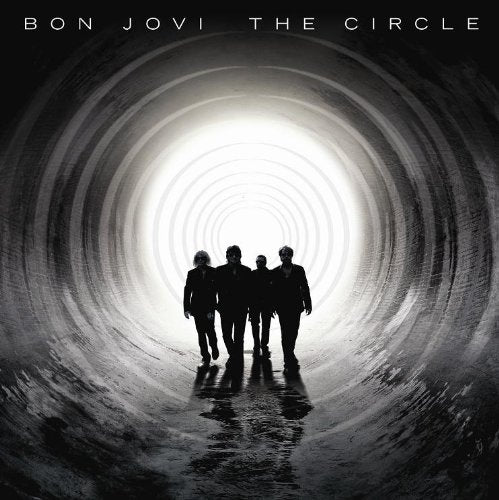 Bon Jovi album cover, “The Circle”, featuring band members in a tunnel.