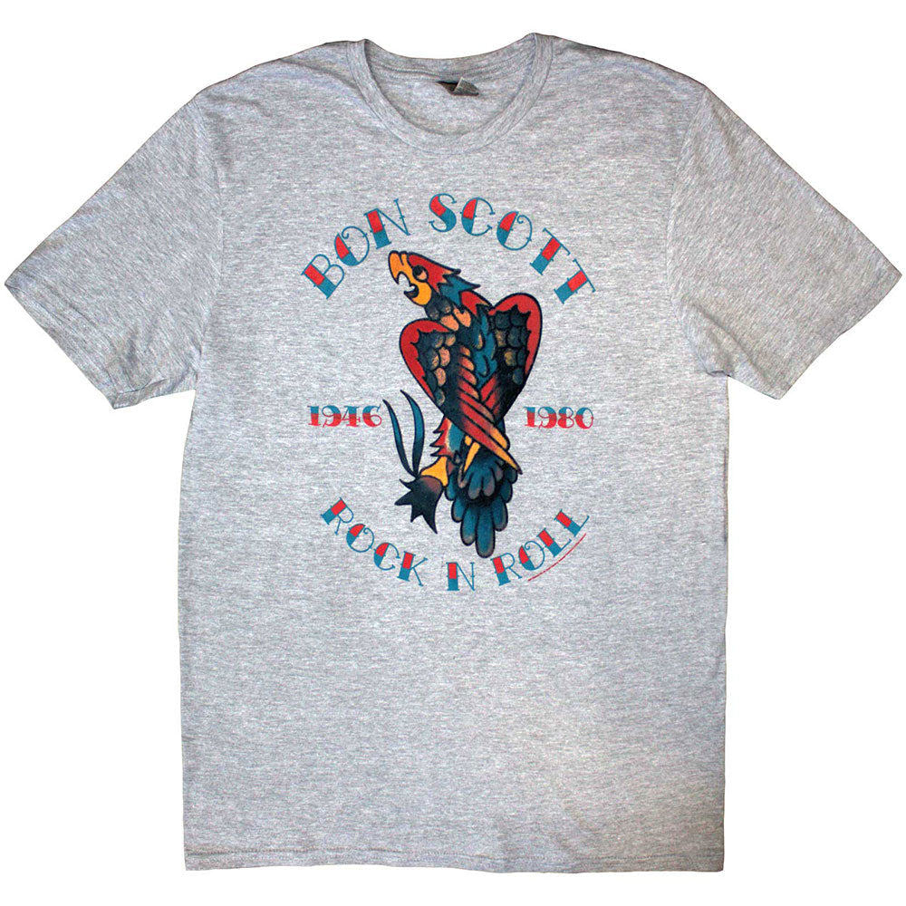 Black t-shirt featuring Bon Scott portrait with "Rock N Roll" text.