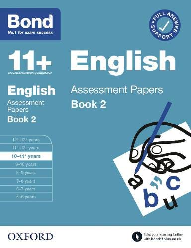 Blue cover of "Bond 11+ English Assessment Papers Book 2" for 10-11 year olds.