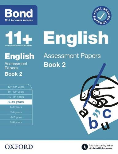 Blue book cover with "Bond 11+ English Assessment Papers Book 2" text.