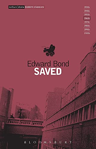 Red book cover for "Saved" by Edward Bond, featuring a baby carriage.