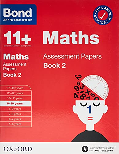 Red book cover with "11+ Maths" title and illustrated child’s head.