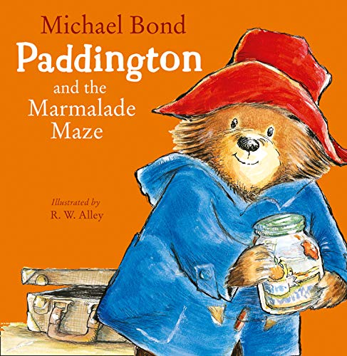 Paddington Bear with a jar of marmalade, book cover illustration.