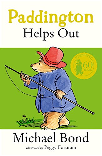 Paddington Bear with fishing rod on a green book cover.