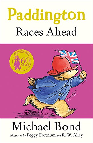 Book cover: Paddington Bear runs with a Union Jack flag.