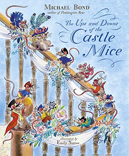Book cover depicting many colorful mice climbing a castle staircase.
