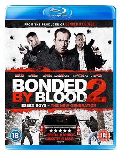 “Bonded By Blood 2” Blu-ray cover featuring three men and a car with bullet holes.