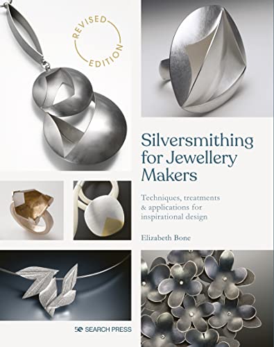 Book cover for Silversmithing for Jewellery Makers featuring various silver jewelry designs and pieces.
