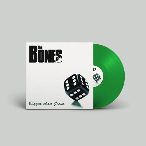 Vinyl record with green disc and album cover featuring a die.