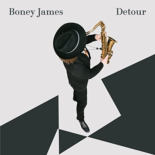 CD cover for Boney James' "Detour" featuring a saxophonist and hat.