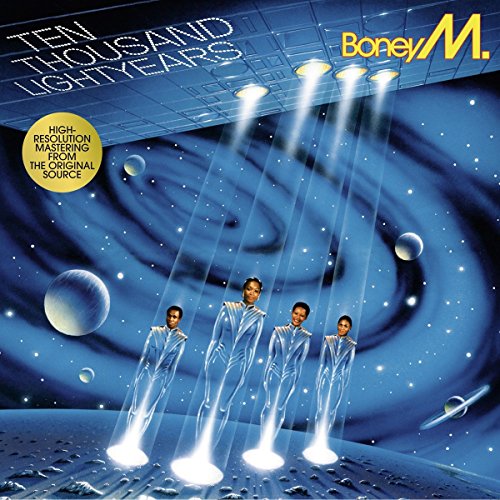 Boney M. album cover: four figures ascending in a space scene.