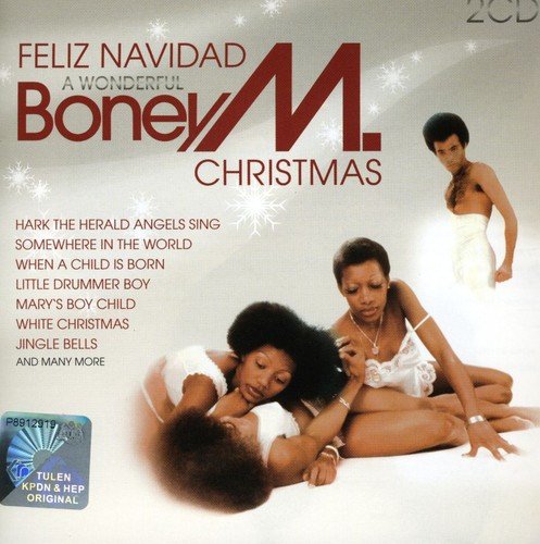 Boney M. “Feliz Navidad” CD cover with group portrait and song list.