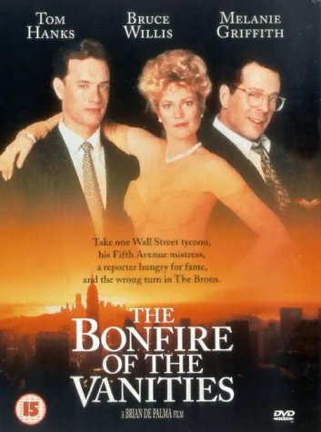 DVD cover for "The Bonfire of the Vanities" featuring three actors.