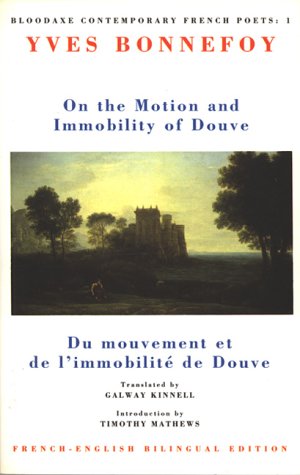 Book cover: “On the Motion and Immobility of Douve” with landscape painting.