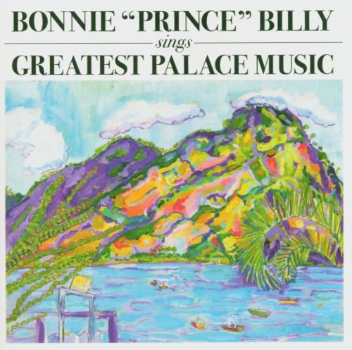 Album cover for Bonnie Prince Billy’s “Greatest Palace Music” with painted mountains.