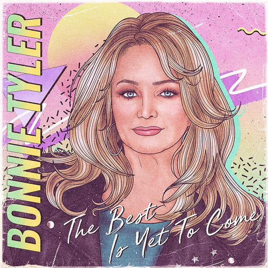 "Album cover featuring a cartoon of Bonnie Tyler with long blonde hair."