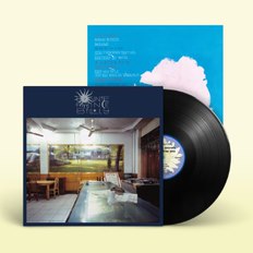 Vinyl record with album cover showing a diner and a pink cloud.