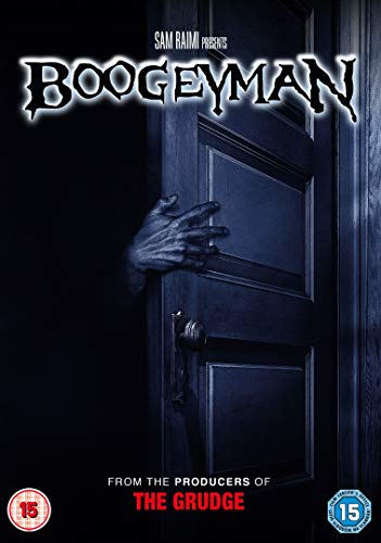 "Blue Blu-ray case with 'Boogeyman' cover, featuring a hand on a dark door."
