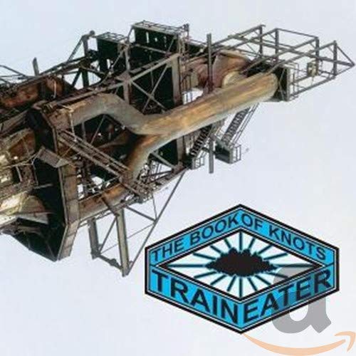 Industrial structure and blue logo for "Book Of Knots - Traineater" CD.