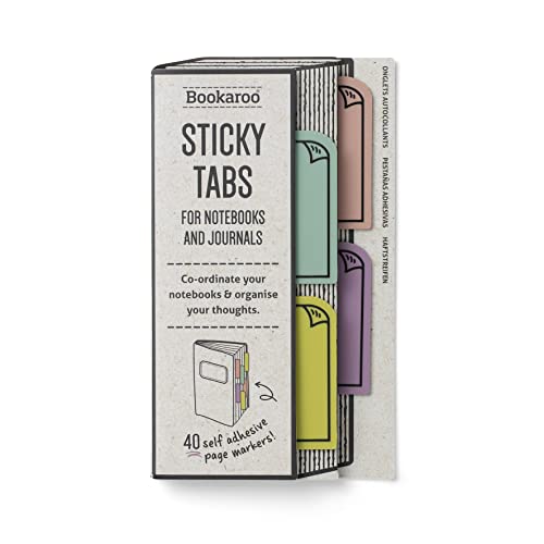 A pack of Bookaroo pastel sticky tabs for notebooks and journals against white background.