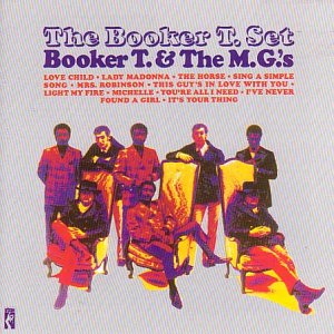 Album cover for Booker T & The M.G.'s showing band members in colorful lighting.