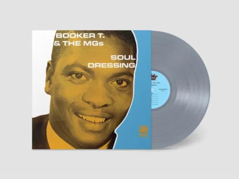 Booker T. & The MGs "Soul Dressing" album cover and grey vinyl record.