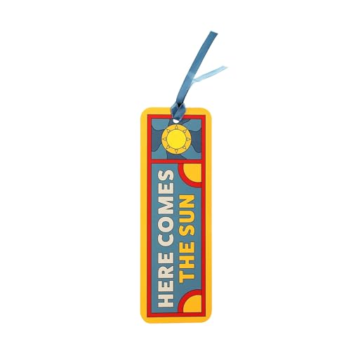 Bookmark with a sun design and “Here Comes The Sun” text.