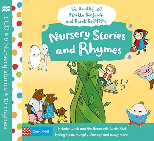 Colorful cover of "Nursery Stories and Rhymes" audio CD with storybook characters.