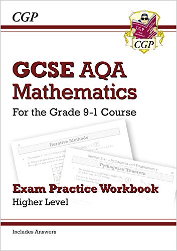 GCSE Maths AQA Higher Level exam practice workbook cover with equations.