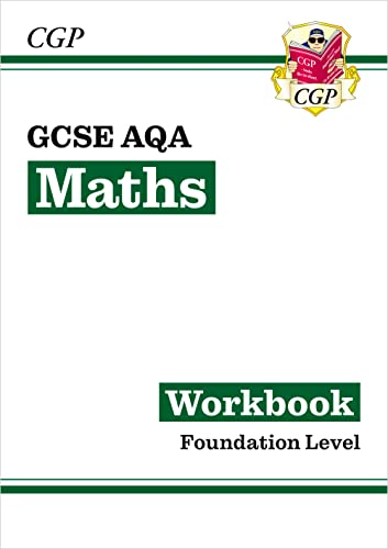 CGP GCSE AQA Maths Foundation level workbook cover with green text on white background.