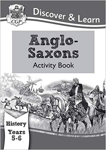Anglo-Saxon history activity book cover with illustrations of warriors and horses.