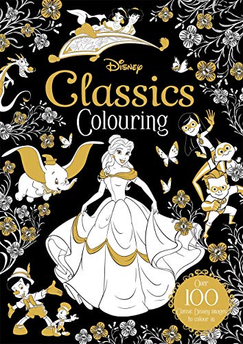 Disney Classics Colouring book cover with Belle, Dumbo, and other characters.